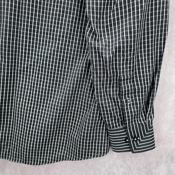 Cats Eye Black Stripe Button Down Long Sleeve Work Casual Dress Shirt Mens L - Picture 5 of 8